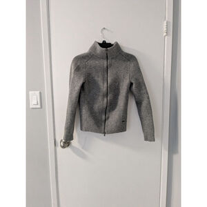 Men's BOSS Gray Extrafine Virgin wool Full Zip Sweater Size S